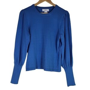 Magaschoni Blue Balloon Sleeve Viscose‎ Sweater Medium
